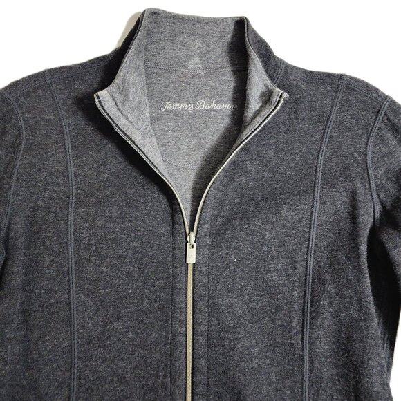 Tommy Bahama Womens Charcoal & Light Gray Reversible Cotton Full Zip Size XXS - Picture 2 of 8